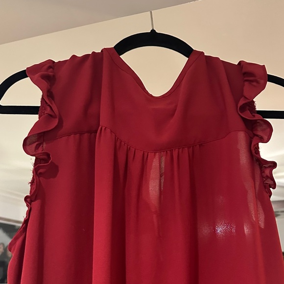 LOFT Deep Rust Ruffled Blouse - Picture 9 of 9